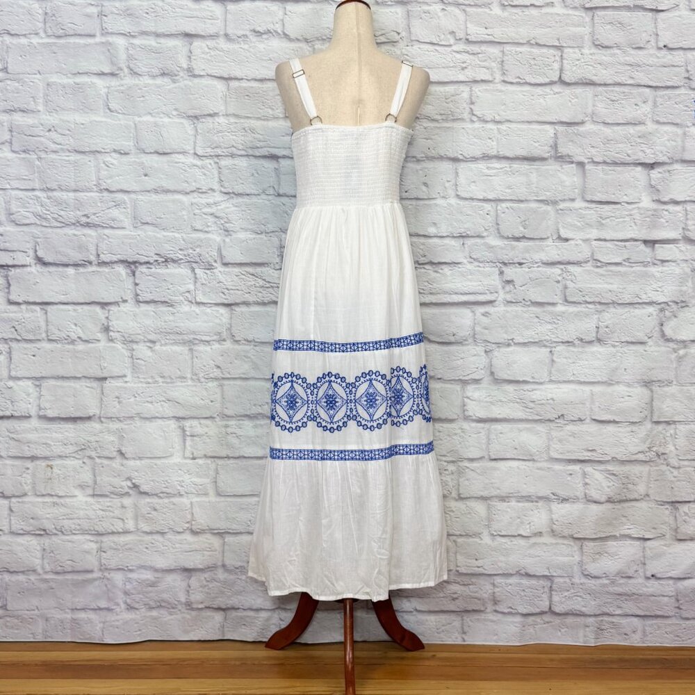 NAOO White Cotton Embroidered Eyelet Midi Dress - Picture 2 of 7